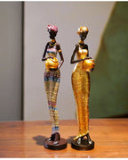 Figura africana vintage – Escultura de resina de arte negro creativo para decoración del hogar y la oficina