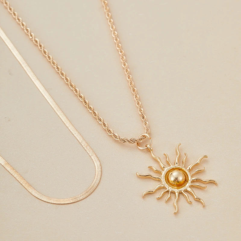 Gold Sun Pendant Necklace ✨