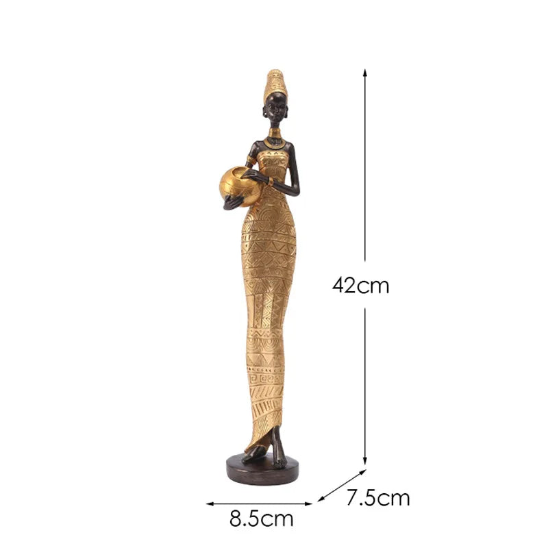 Vintage African Figurine – Creative Black Art Resin Sculpture for Home & Office Decor