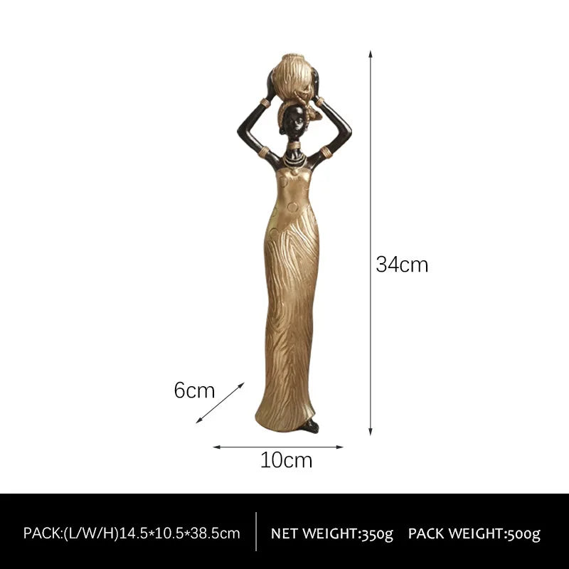 Vintage African Figurine – Creative Black Art Resin Sculpture for Home & Office Decor