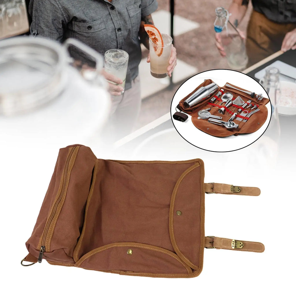 Professional Bartender Tool Roll – Durable, Wear-Resistant Cocktail Accessories Bag