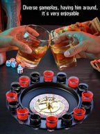 Bar Party Shot Glass Roulette – 16-Shot Turntable Drinking Game for Beer & Spirits