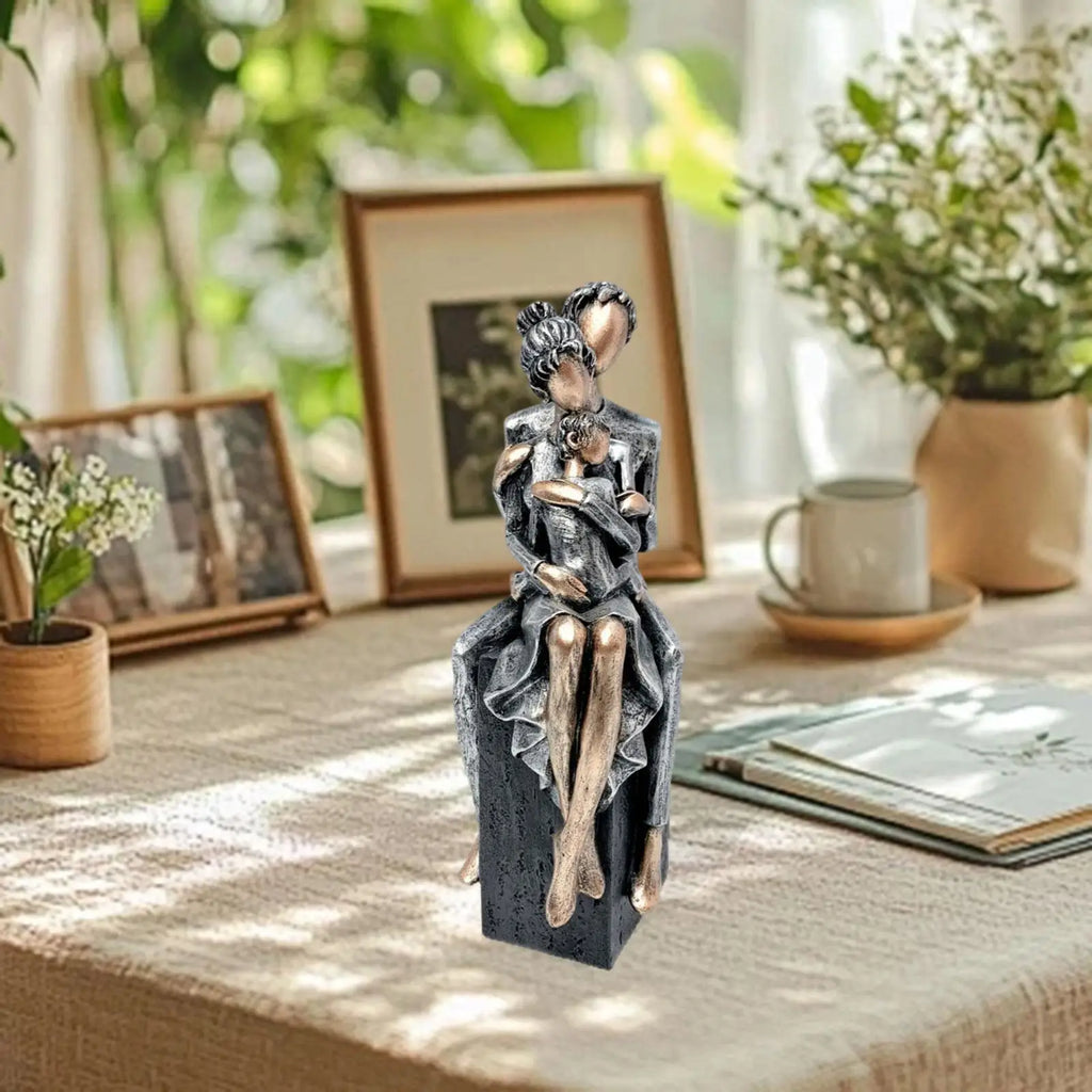Elegant Resin Family of Three Figurines – Tabletop Decor for Living Room & Home