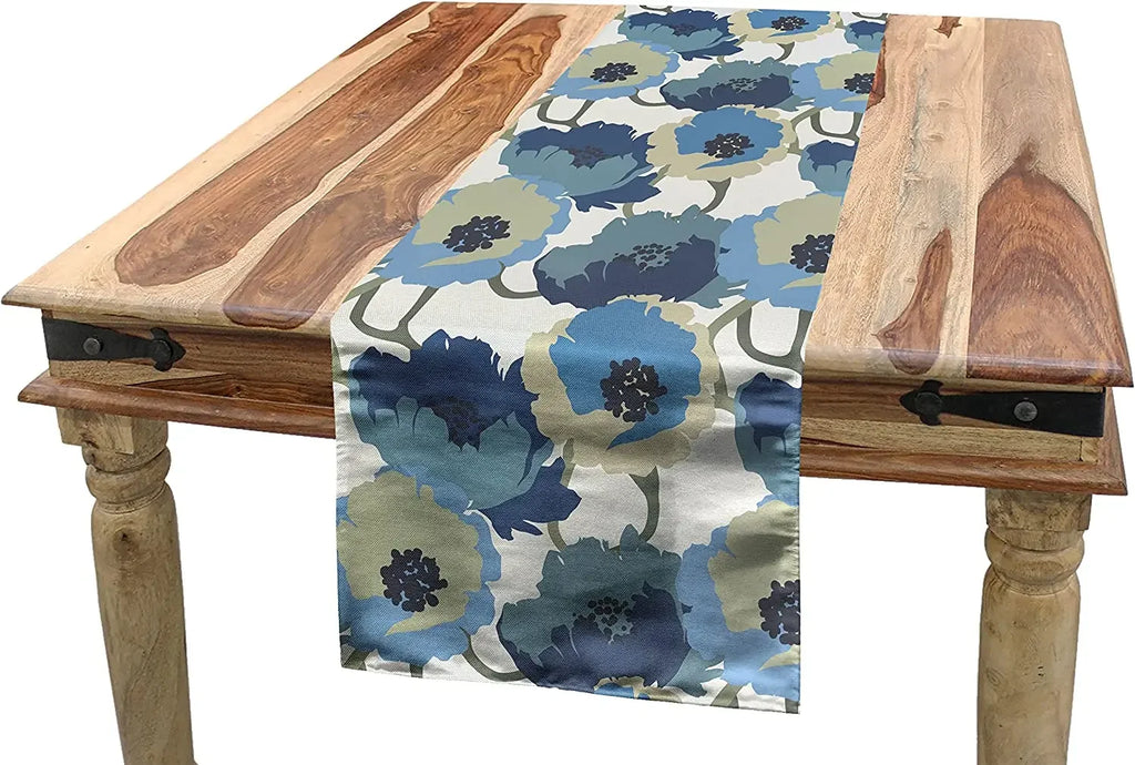 Camino de mesa de lino con mandala bohemio – Decoración de comedor con textura floral