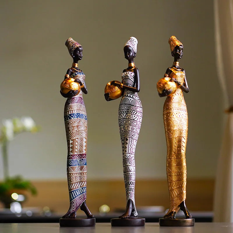 Vintage African Figurine – Creative Black Art Resin Sculpture for Home & Office Decor