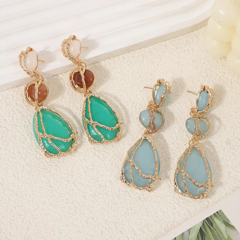 Natural Resin Waterdrop Earrings ✨