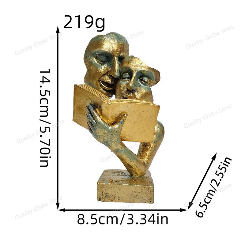 Speak No Evil Mask Sculpture – Abstract Thinker Statue Decor