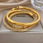 Pulsera Greatera metálica tejida de tres capas ✨
