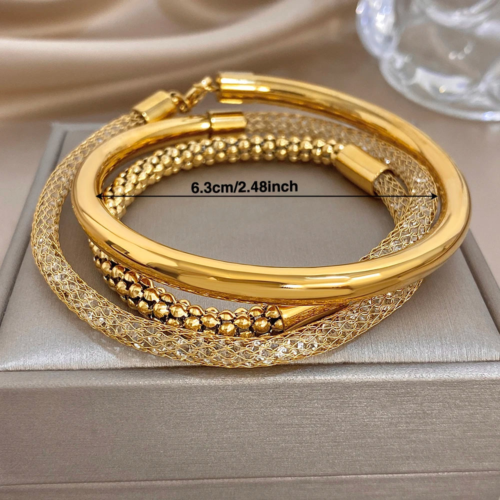 Greatera Metal Woven Three-Layer Bracelet ✨