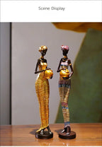Figura africana vintage – Escultura de resina de arte negro creativo para decoración del hogar y la oficina