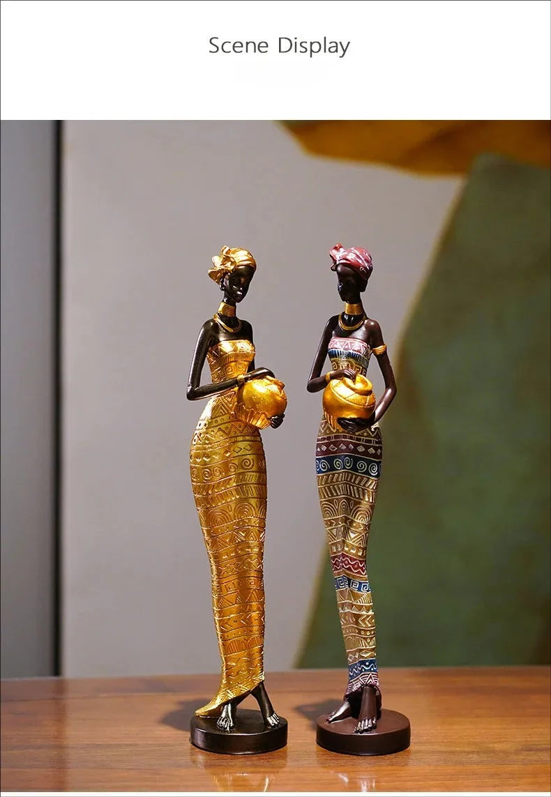 Figura africana vintage – Escultura de resina de arte negro creativo para decoración del hogar y la oficina