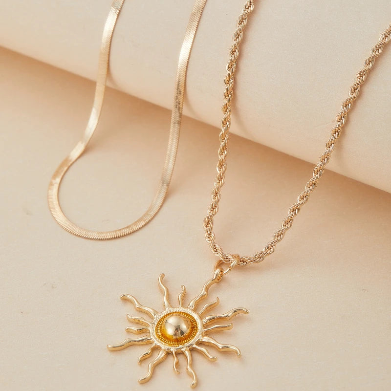 Gold Sun Pendant Necklace ✨