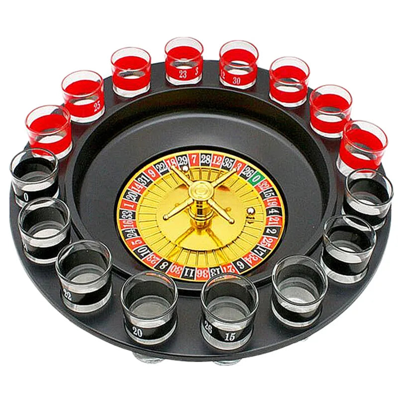 Bar Party Shot Glass Roulette – 16-Shot Turntable Drinking Game for Beer & Spirits