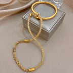 Pulsera Greatera metálica tejida de tres capas ✨