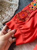 Bohemian Floral Embroidery Mini Dress – Vintage Beach Style