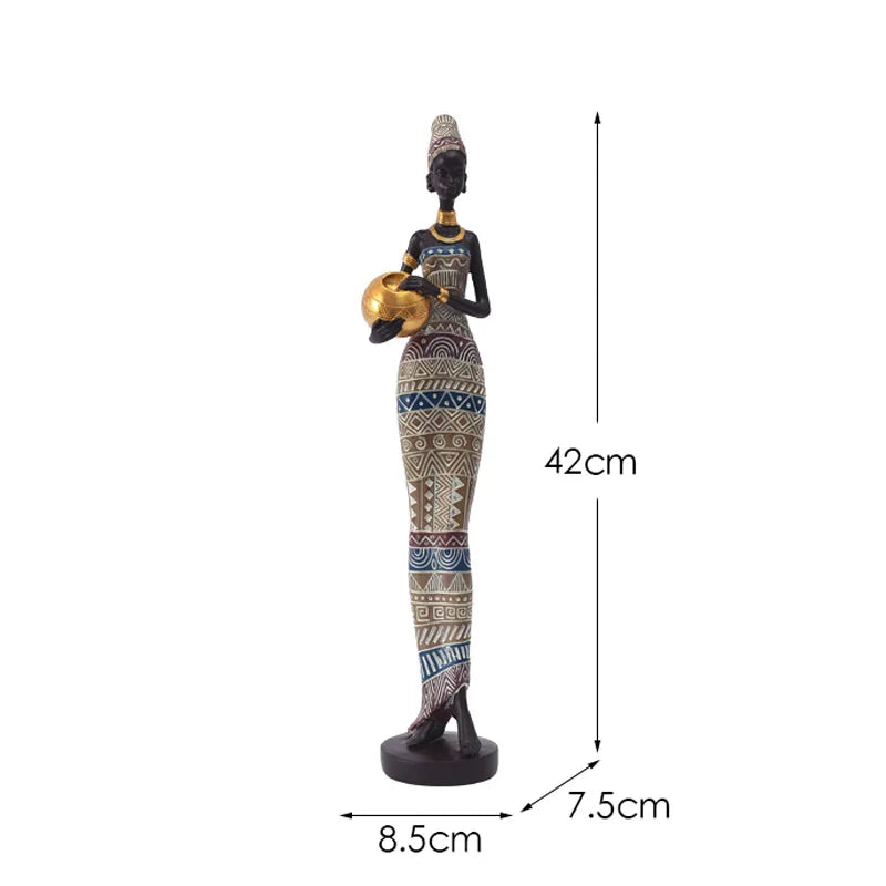 Vintage African Figurine – Creative Black Art Resin Sculpture for Home & Office Decor