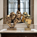 Speak No Evil Mask Sculpture – Abstract Thinker Statue Decor