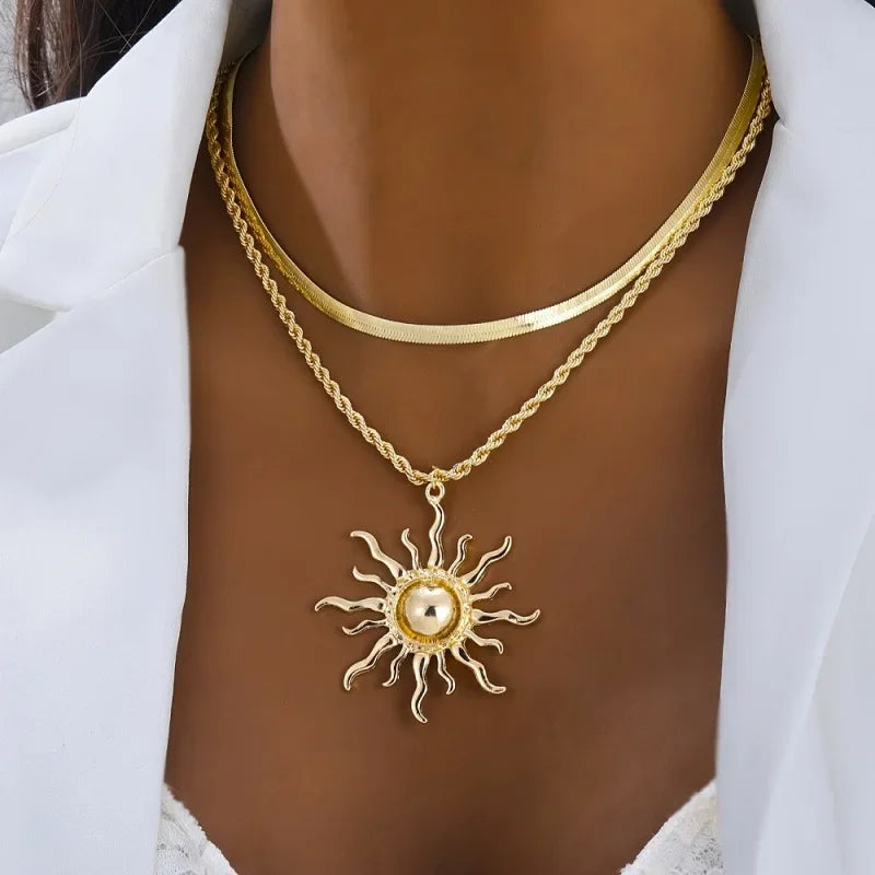 Gold Sun Pendant Necklace ✨