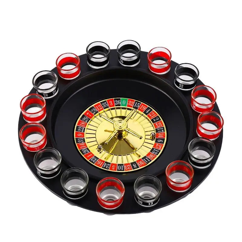 Bar Party Shot Glass Roulette – 16-Shot Turntable Drinking Game for Beer & Spirits