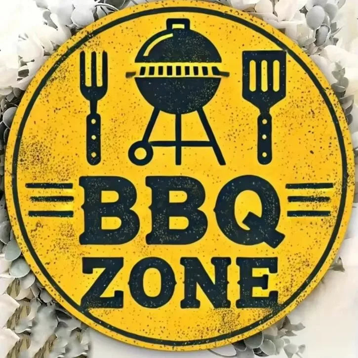 BBQ Party 2D Flat Tin Sign – 8"x8" 🍖