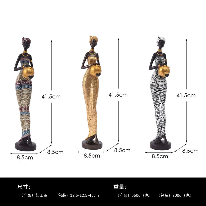 Vintage African Figurine – Creative Black Art Resin Sculpture for Home & Office Decor