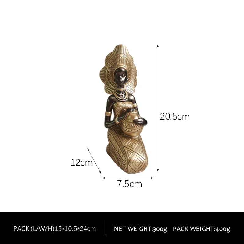 Vintage African Figurine – Creative Black Art Resin Sculpture for Home & Office Decor