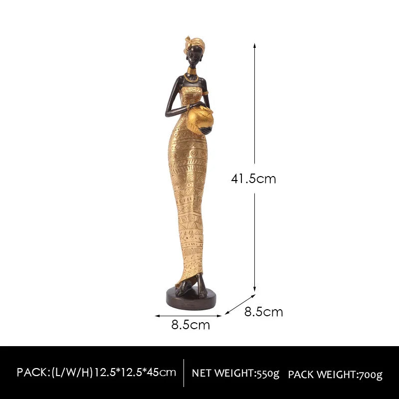 Vintage African Figurine – Creative Black Art Resin Sculpture for Home & Office Decor