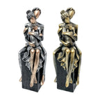 Elegant Resin Family of Three Figurines – Tabletop Decor for Living Room & Home