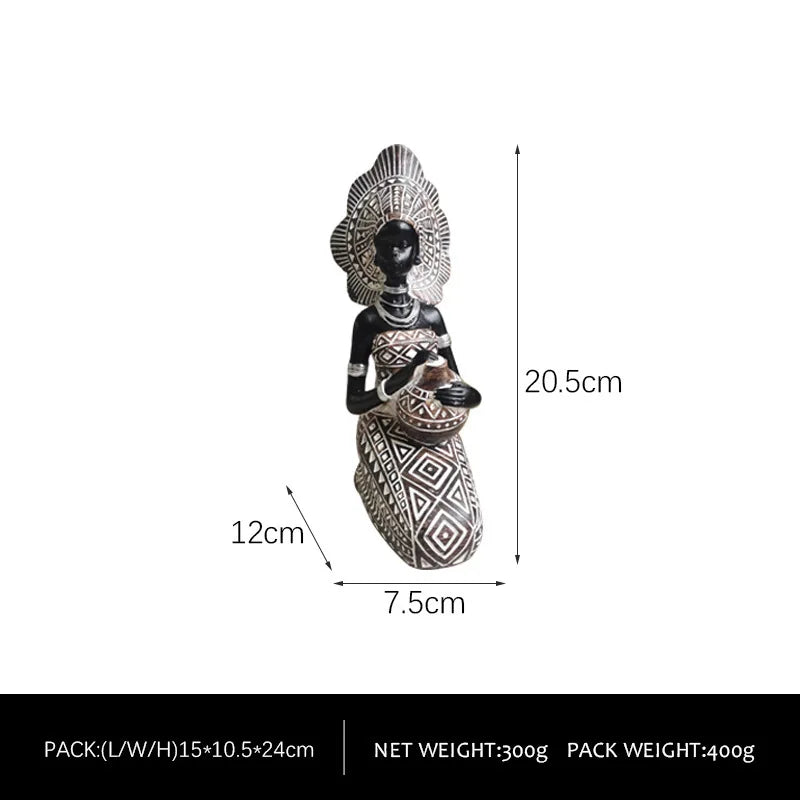 Vintage African Figurine – Creative Black Art Resin Sculpture for Home & Office Decor