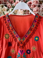 Bohemian Floral Embroidery Mini Dress – Vintage Beach Style