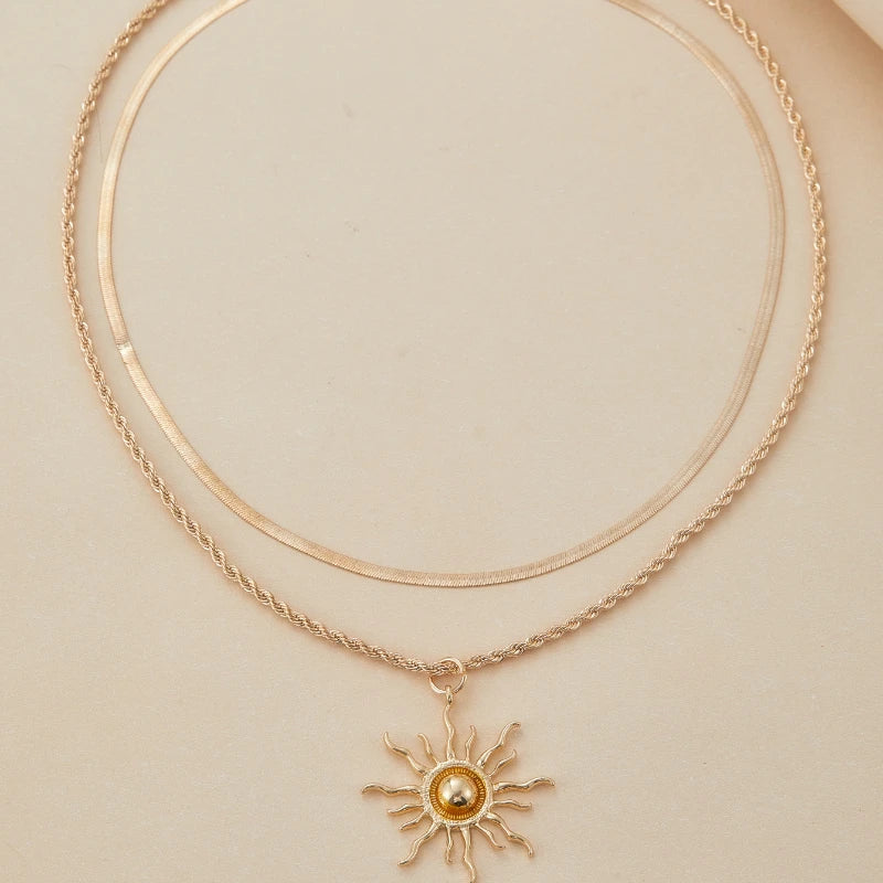 Gold Sun Pendant Necklace ✨