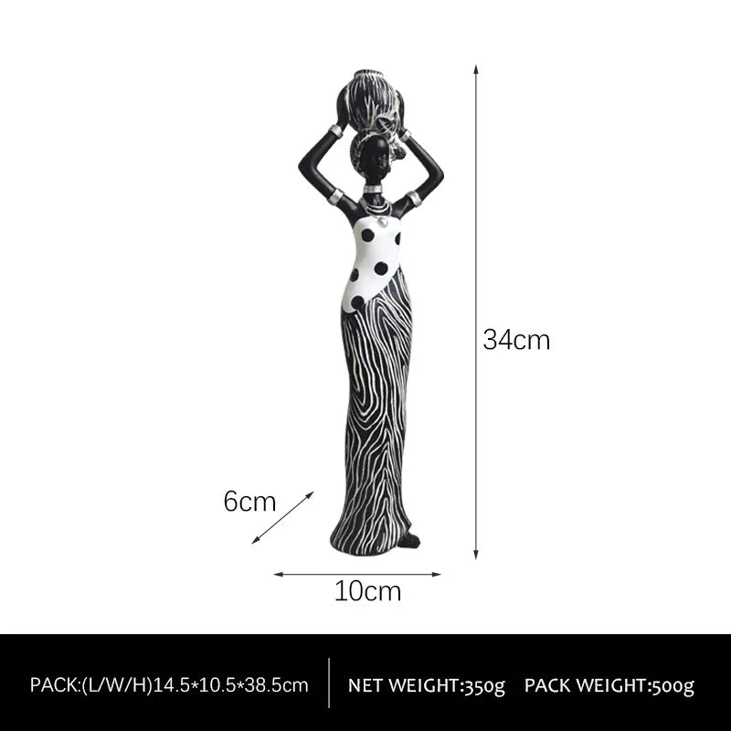 Vintage African Figurine – Creative Black Art Resin Sculpture for Home & Office Decor