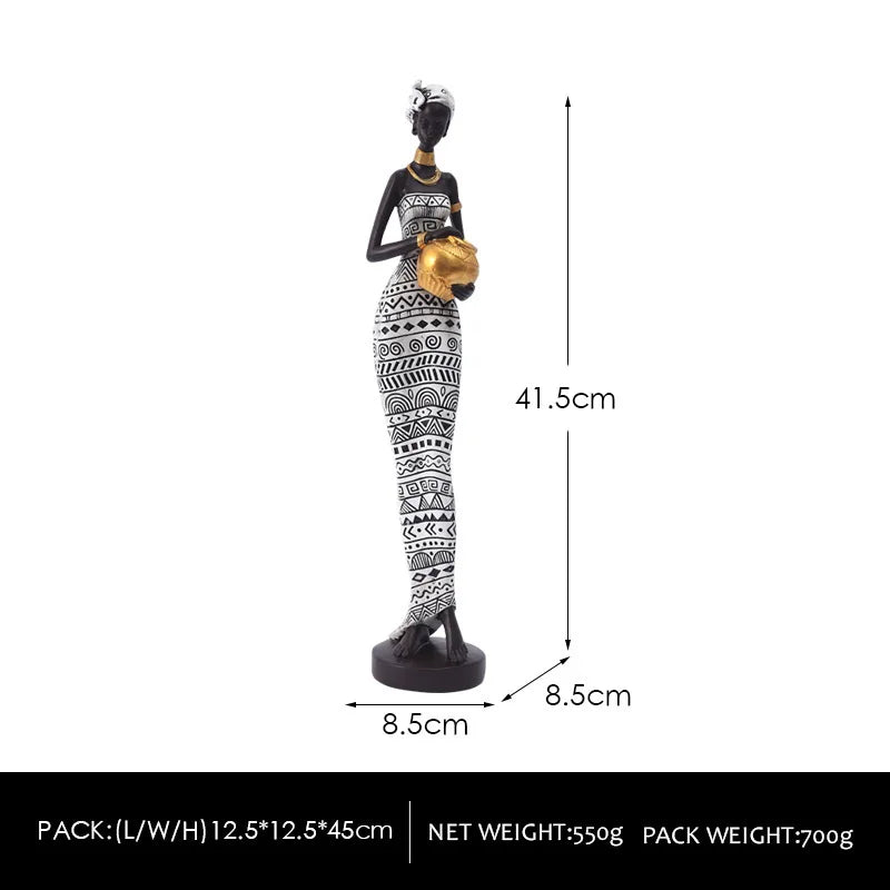 Vintage African Figurine – Creative Black Art Resin Sculpture for Home & Office Decor
