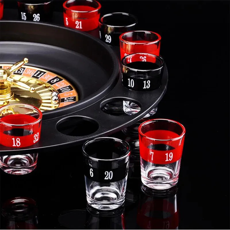 Bar Party Shot Glass Roulette – 16-Shot Turntable Drinking Game for Beer & Spirits
