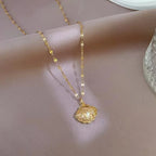 Collar de perlas de concha de lujo ligero coreano ✨