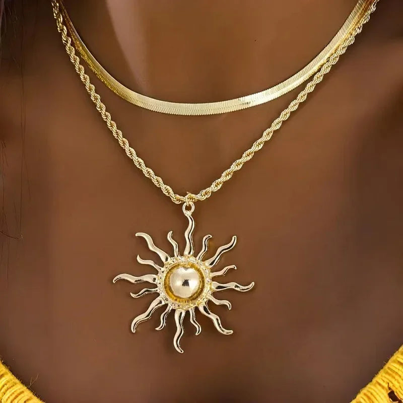 Gold Sun Pendant Necklace ✨