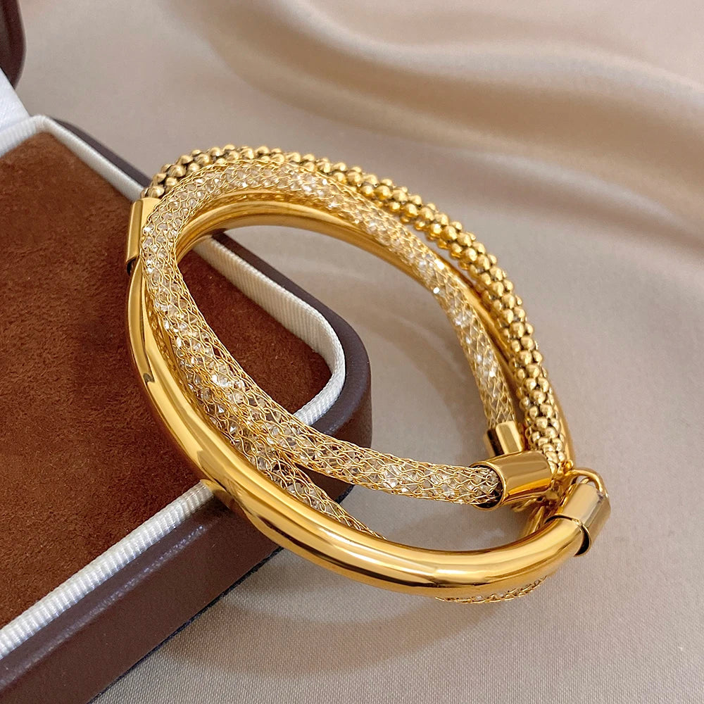 Greatera Metal Woven Three-Layer Bracelet ✨