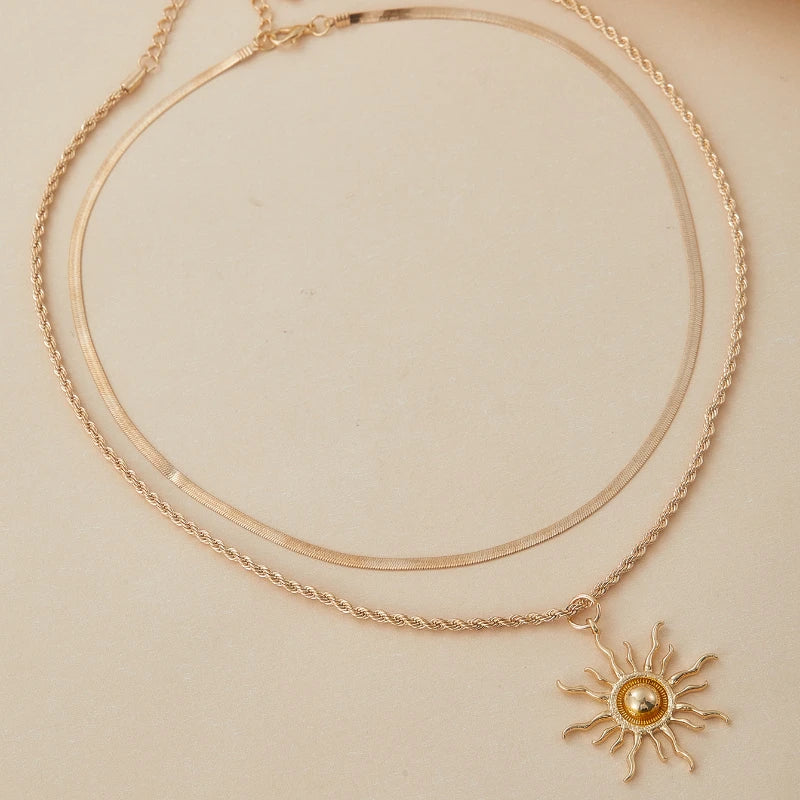 Gold Sun Pendant Necklace ✨