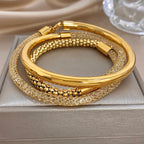 Pulsera Greatera metálica tejida de tres capas ✨