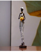 Figura africana vintage – Escultura de resina de arte negro creativo para decoración del hogar y la oficina