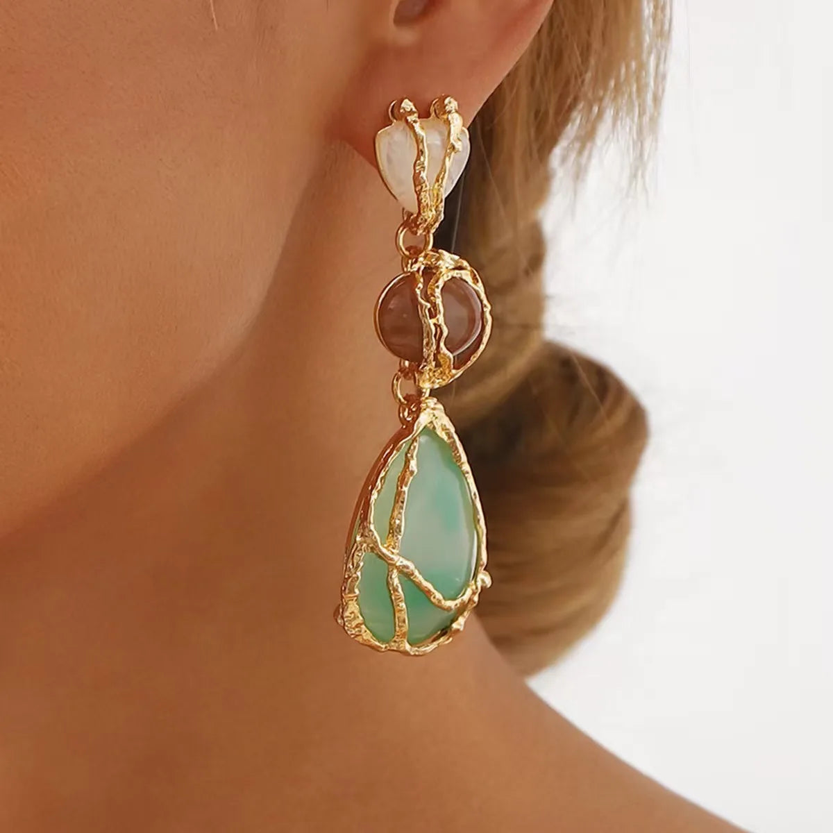 Natural Resin Waterdrop Earrings ✨