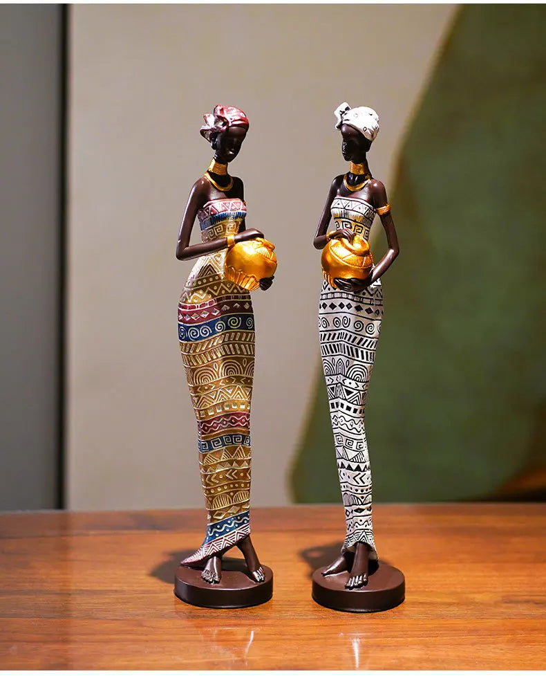 Figura africana vintage – Escultura de resina de arte negro creativo para decoración del hogar y la oficina