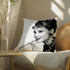Audrey Hepburn Plush Cushion Cover – Double-Sided Sofa Pillow