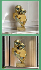Speak No Evil Mask Sculpture – Abstract Thinker Statue Decor
