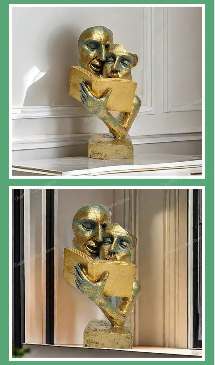 Speak No Evil Mask Sculpture – Abstract Thinker Statue Decor