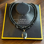 Handmade Black Limestone Multi-Layer Necklace Set ✨