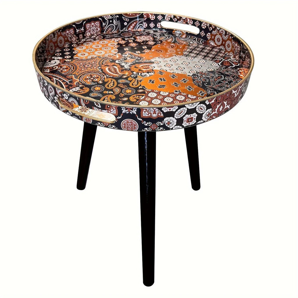 Boho-Chic Blue Coffee Table with Tray - World Gifts