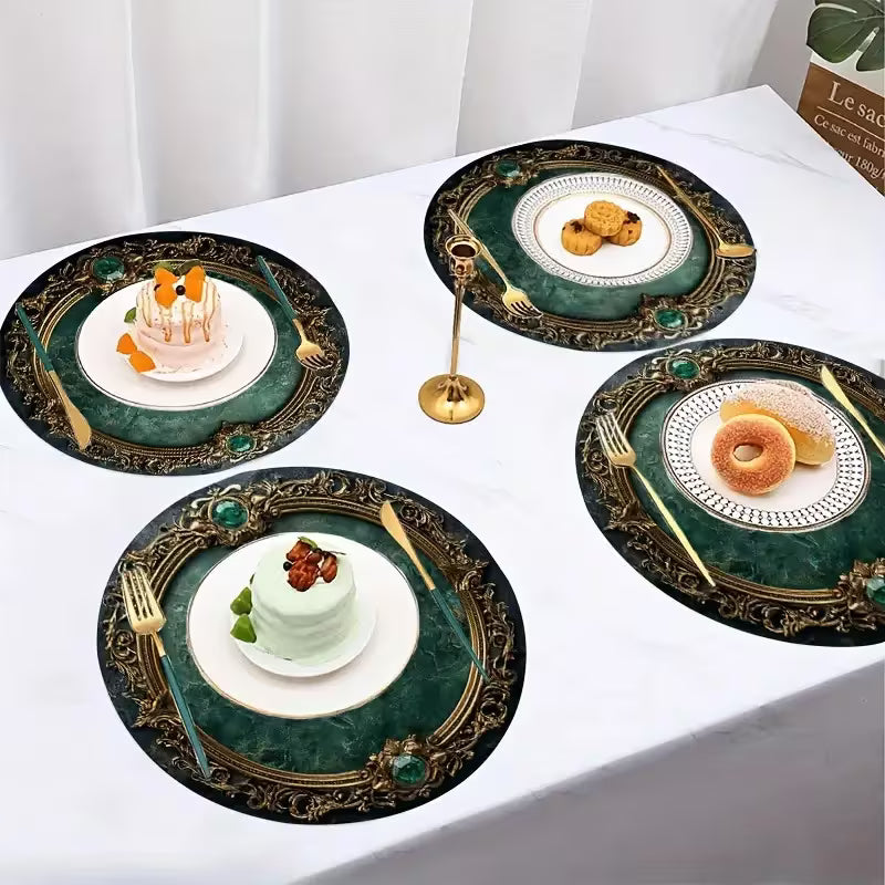 Baroque Style Round Wooden Placemats