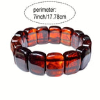 Pulsera de Ámbar Rojo Natural con Cuentas – Estilo Bohemio