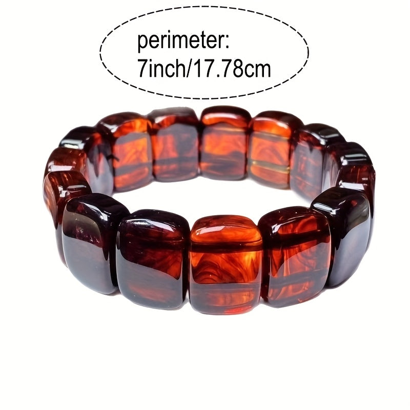 Natural Red Amber Beaded Bracelet – Bohemian Style
